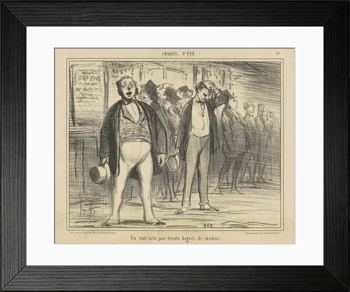 Framed Print : Un entr'acte, par trente degrés de chaleur, 19th century. Creator: Honore Daumier Framed Print : Un entr'acte, par trente degrés de chaleur, 19th century. Creator: Honore Daumier