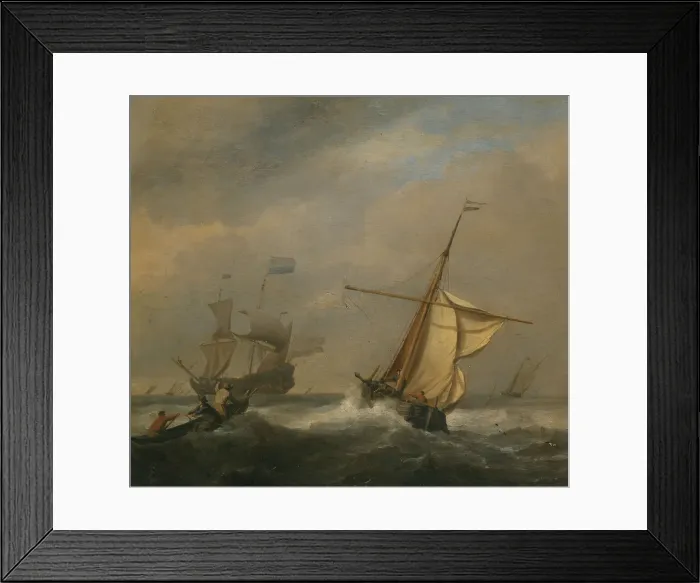 Framed Print : Fishing Boats in a Gale, mid-late 17th century. Creator: Willem van de Velde the Younger Framed Print : Fishing Boats in a Gale, mid-late 17th century. Creator: Willem van de Velde the Younger