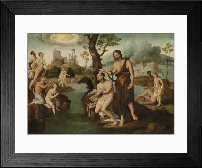 Framed Print : The baptism of Christ, c.1560-c.1565. Creator: Circle of Maarten van Heemskerck Framed Print : The baptism of Christ, c.1560-c.1565. Creator: Circle of Maarten van Heemskerck