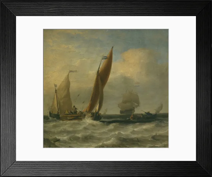 Framed Print : Fishing Boats at Sea, mid-17th-early 18th century. Creator: Willem van de Velde the Younger Framed Print : Fishing Boats at Sea, mid-17th-early 18th century. Creator: Willem van de Velde the Younger