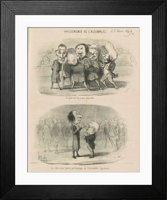 Framed Print : Le jour ou il y a une nouvelle, 19th century. Creator: Honore Daumier Framed Print : Le jour ou il y a une nouvelle, 19th century. Creator: Honore Daumier