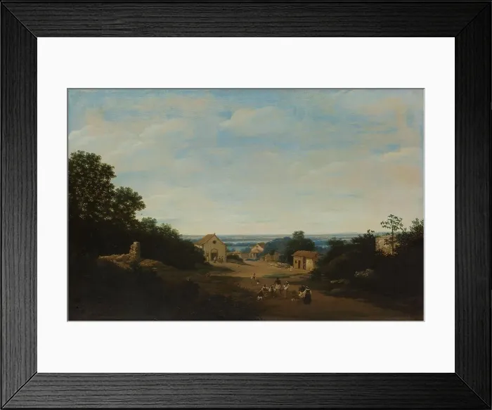 Framed Print : Brazilian landscape with the village of Igaraçú. To the left the church of Sts Cosmas and Damian, 16 Creator: Frans Post Framed Print : Brazilian landscape with the village of Igaraçú. To the left the church of Sts Cosmas and Damian, 16 Creator: Frans Post