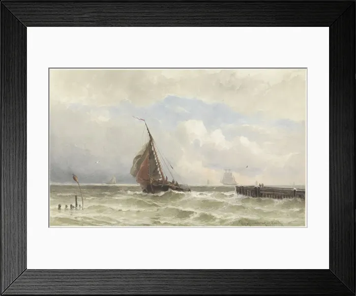 Framed Print : Port of Vlissingen, with incoming sailing ship, 1838-1892. Creator: Jacob Eduard van Heemskerck van Beest Framed Print : Port of Vlissingen, with incoming sailing ship, 1838-1892. Creator: Jacob Eduard van Heemskerck van Beest