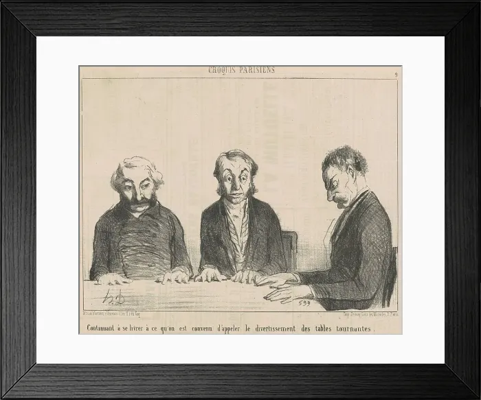 Framed Print : Continuant... Le divertissement des tables tournantes... 19th century. Creator: Honore Daumier Framed Print : Continuant... Le divertissement des tables tournantes... 19th century. Creator: Honore Daumier
