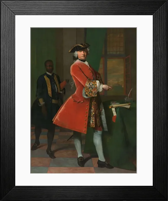 Framed Print : Portrait of Jan Pranger and an Enslaved Servant, 1742. Creator: Frans van der Mijn Framed Print : Portrait of Jan Pranger and an Enslaved Servant, 1742. Creator: Frans van der Mijn