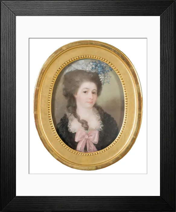 Framed Print : Lady portrait (with flowers in hat). Creator: Unknown Framed Print : Lady portrait (with flowers in hat). Creator: Unknown