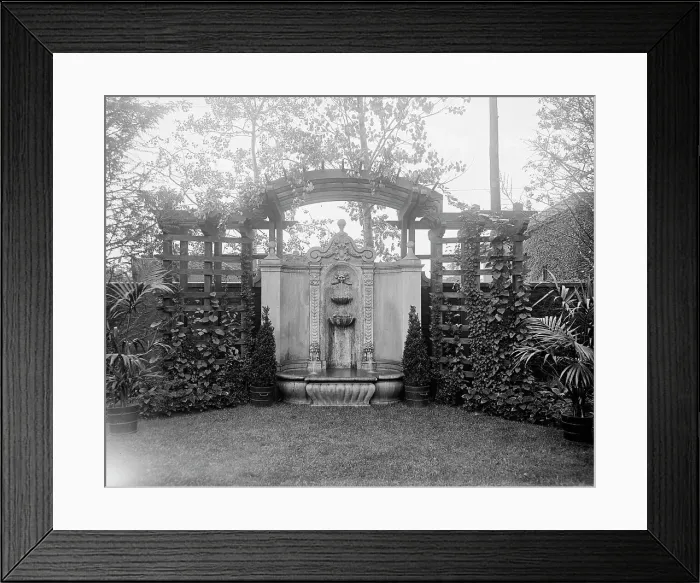Framed Print : Residence of Mrs. Franklin H. Walker, fountain, Detroit, Mich. between 1905 and 1915. Creator: Unknown Framed Print : Residence of Mrs. Franklin H. Walker, fountain, Detroit, Mich. between 1905 and 1915. Creator: Unknown