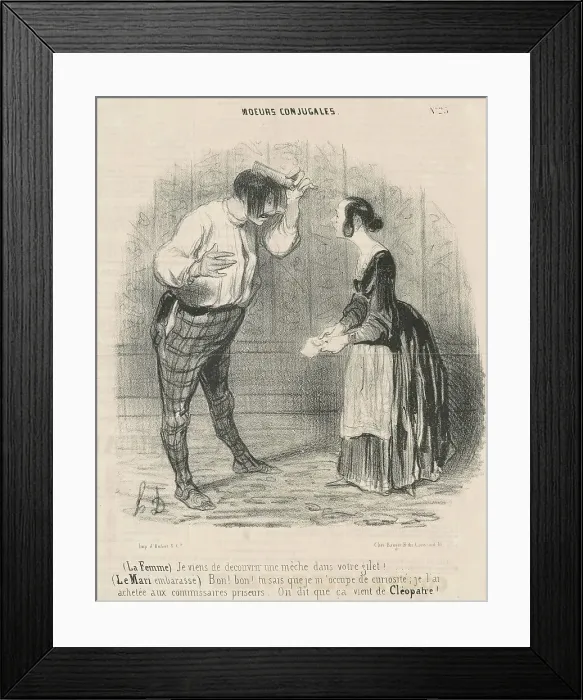 Framed Print : La femme. Je viens de découvrir une mèche... 19th century. Creator: Honore Daumier Framed Print : La femme. Je viens de découvrir une mèche... 19th century. Creator: Honore Daumier