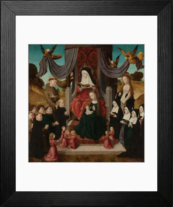 Framed Print : Virgin and Child with Saint Anne and Saints Francis and Lidwina, with Donors (Anna Selbdritt), c.149 Creator: Master of the Saint John Altarpiece Framed Print : Virgin and Child with Saint Anne and Saints Francis and Lidwina, with Donors (Anna Selbdritt), c.149 Creator: Master of the Saint John Altarpiece