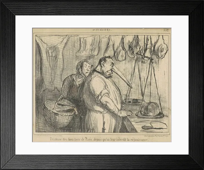 Framed Print : Tristesse des bouchers de Paris... 19th century. Creator: Honore Daumier Framed Print : Tristesse des bouchers de Paris... 19th century. Creator: Honore Daumier