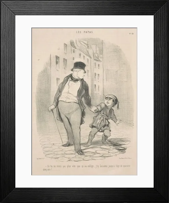 Framed Print : Si tu ne viens pas plus que ça au collège... 19th century. Creator: Honore Daumier Framed Print : Si tu ne viens pas plus que ça au collège... 19th century. Creator: Honore Daumier