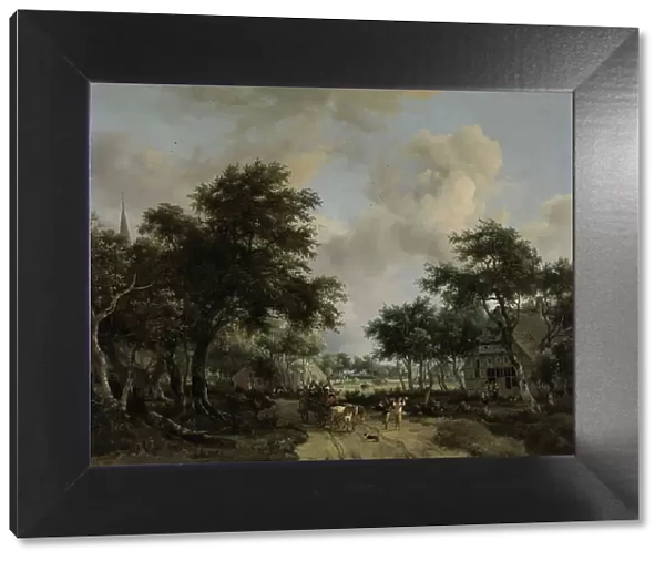 Wooded Landscape with Merrymakers in a Cart, c.1665. Creator: Meindert Hobbema