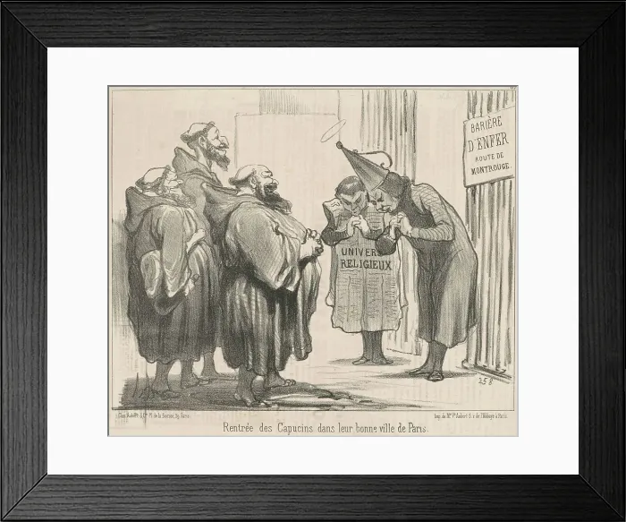 Framed Print : Rentrée des Capucins dans... Paris, 19th century. Creator: Honore Daumier