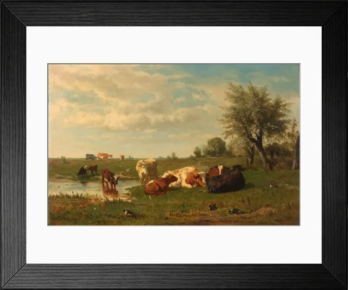 Framed Print : Cows in the Meadow, 1860-1865. Creator: Gerard Bilders