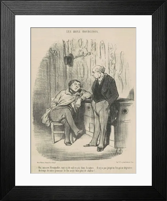 Framed Print : Oui, Mossieu Fremouillet, tout va de mal en pis... 19th century. Creator: Honore Daumier Framed Print : Oui, Mossieu Fremouillet, tout va de mal en pis... 19th century. Creator: Honore Daumier