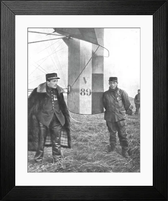 Framed Print : Ceux de l'air et ceux de la route; Premieres Prouesses Aeriennes; Le sergent aviateu... 1914. Creator: Unknown Framed Print : Ceux de l'air et ceux de la route; Premieres Prouesses Aeriennes; Le sergent aviateu... 1914. Creator: Unknown