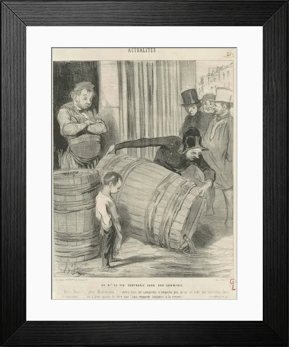 Framed Print : Un marchand de vin contrarié dans son commerce, 19th century. Creator: Honore Daumier Framed Print : Un marchand de vin contrarié dans son commerce, 19th century. Creator: Honore Daumier