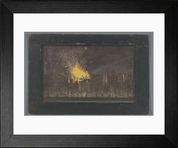 Framed Print : View of the fire in the Schouwburg in Amsterdam on May 11, 1772, (1772-1799). Creator: Anon Framed Print : View of the fire in the Schouwburg in Amsterdam on May 11, 1772, (1772-1799). Creator: Anon