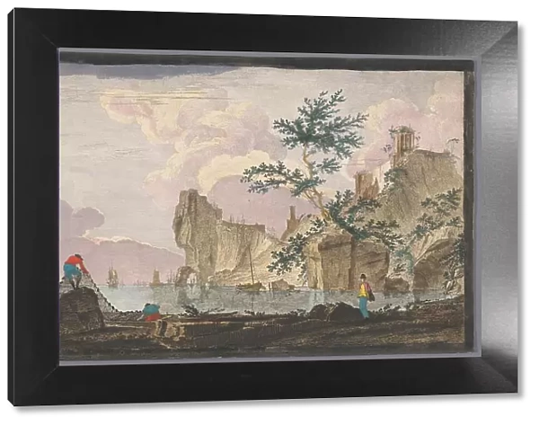 View of a harbour with rocks, 1700-1799. Creator: Anon