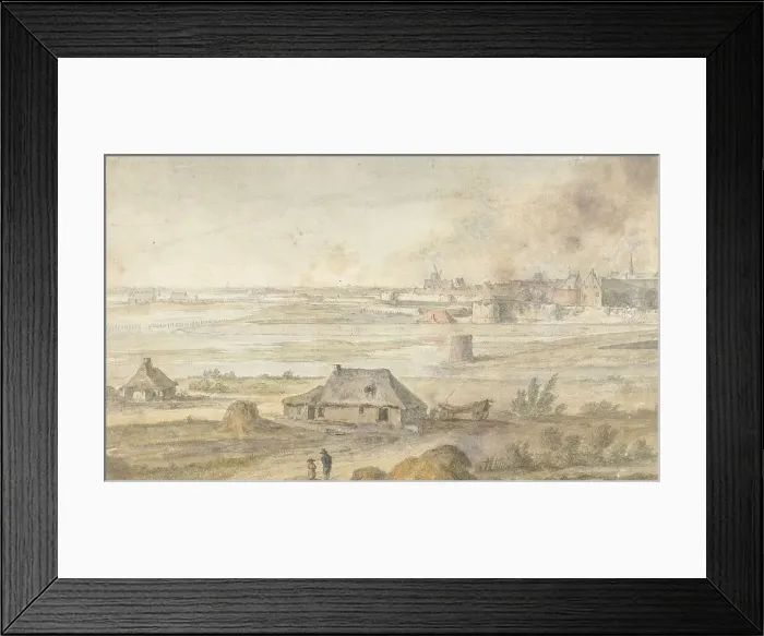 Framed Print : Landscape with farm buildings and a walled city, 1600-1699. Creator: Anon Framed Print : Landscape with farm buildings and a walled city, 1600-1699. Creator: Anon