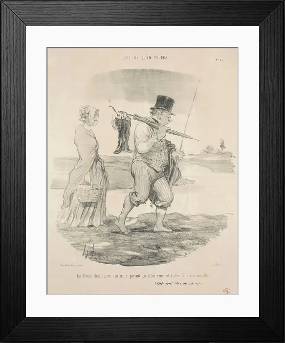 Framed Print : La femme doit suivre son mari... 19th century. Creator: Honore Daumier Framed Print : La femme doit suivre son mari... 19th century. Creator: Honore Daumier