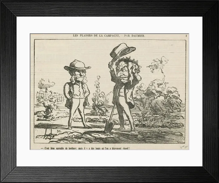 Framed Print : C'est bien agréable de jardiner, 19th century. Creator: Honore Daumier