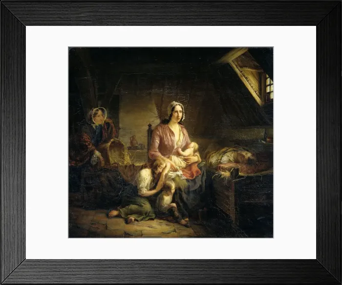 Framed Print : A Rich Lady Visits a Poor Family, 1853. Creator: Gerardus Terlaak Framed Print : A Rich Lady Visits a Poor Family, 1853. Creator: Gerardus Terlaak