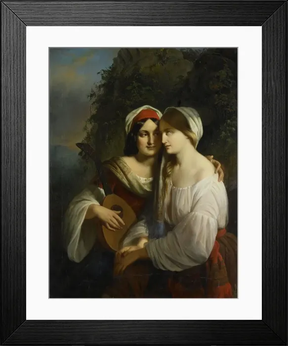 Framed Print : Two women in Italian costume, 1851. Creator: Moritz Calisch Framed Print : Two women in Italian costume, 1851. Creator: Moritz Calisch