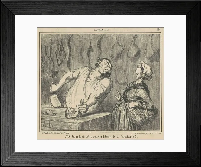 Framed Print : Vot Bourgeois est-y pour liberté de la boucherie?, 19th century. Creator: Honore Daumier Framed Print : Vot Bourgeois est-y pour liberté de la boucherie?, 19th century. Creator: Honore Daumier