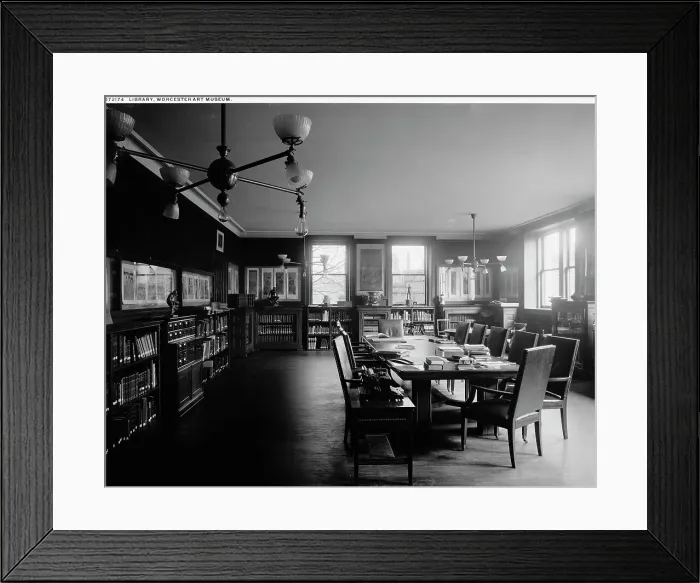 Framed Print : Library, Worcester Art Museum [Worcester, Mass.], between 1900 and 1920. Creator: Unknown