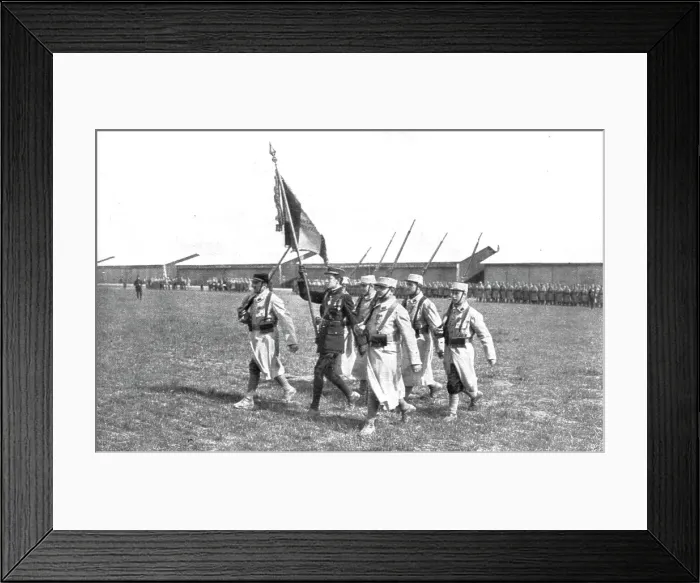 Framed Print : Le Drapeau de L'Aviation; Le dradeau de l'aviation porte par Guyemer, alors sous... 1916. Creator: Unknown Framed Print : Le Drapeau de L'Aviation; Le dradeau de l'aviation porte par Guyemer, alors sous... 1916. Creator: Unknown