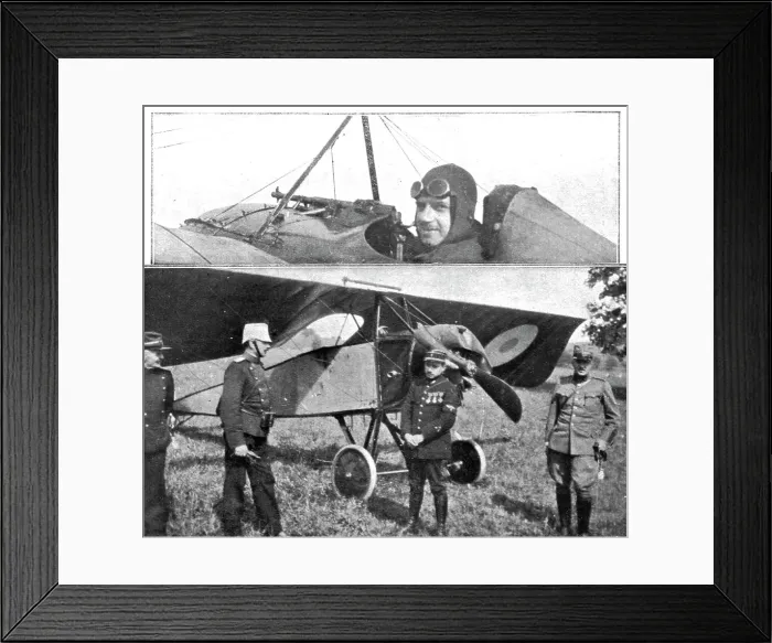 Framed Print : Des Braves; L'aviateur Gilbert et son monoplan retenus en Suisse; en haut, Gilbert... 1915. Creator: Unknown Framed Print : Des Braves; L'aviateur Gilbert et son monoplan retenus en Suisse; en haut, Gilbert... 1915. Creator: Unknown