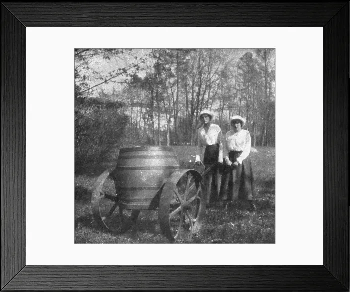 Framed Print : Les Romanof a Tsarskoie-Selo; Les grandes-duchesses Tatiana et Anastasie poussant... 1917. Creator: Unknown Framed Print : Les Romanof a Tsarskoie-Selo; Les grandes-duchesses Tatiana et Anastasie poussant... 1917. Creator: Unknown