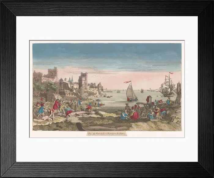 Framed Print : View of a shipyard, 1700-1799. Creator: Anon Framed Print : View of a shipyard, 1700-1799. Creator: Anon