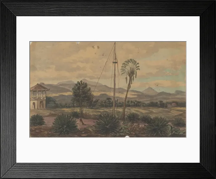 Framed Print : Landscape with flagpole, 1800-1900. Creator: Anon Framed Print : Landscape with flagpole, 1800-1900. Creator: Anon