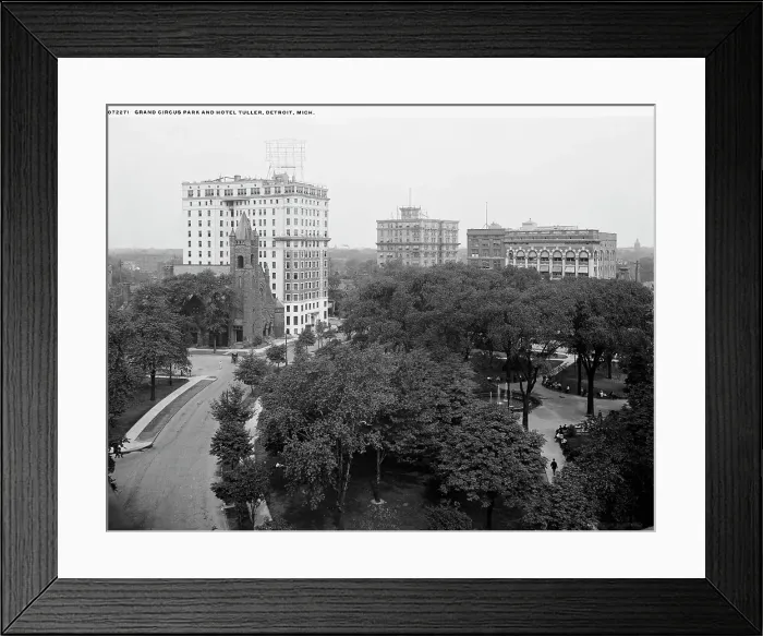 Framed Print : Grand Circus Park and Hotel Tuller, Detroit, Mich. between 1900 and 1920. Creator: Unknown Framed Print : Grand Circus Park and Hotel Tuller, Detroit, Mich. between 1900 and 1920. Creator: Unknown