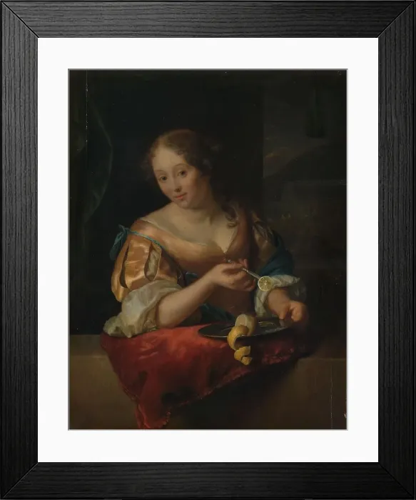 Framed Print : Young Woman with Lemon, 1685-1690. Creator: Godfried Schalcken Framed Print : Young Woman with Lemon, 1685-1690. Creator: Godfried Schalcken