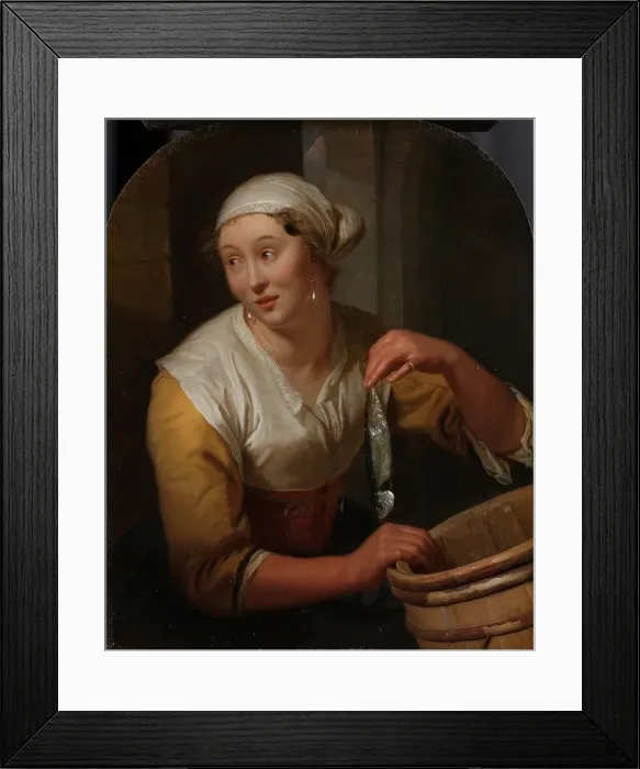 Framed Print : Woman Selling Herrings, 1675-1680. Creator: Godfried Schalcken Framed Print : Woman Selling Herrings, 1675-1680. Creator: Godfried Schalcken