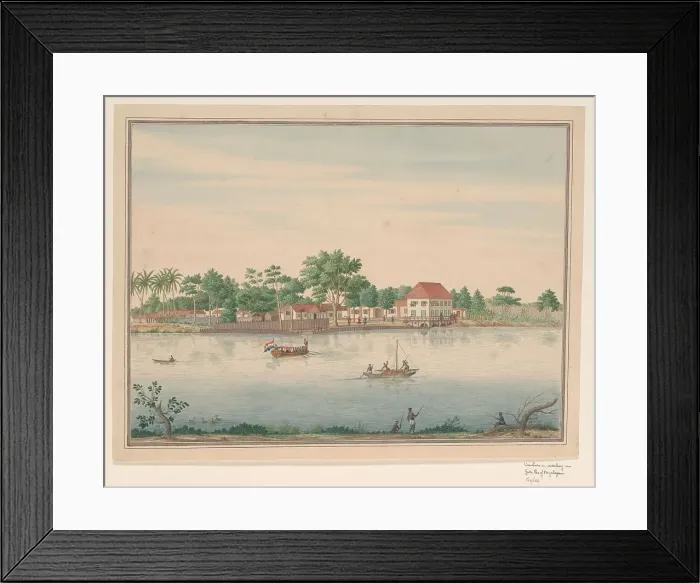 Framed Print : View of a ferry house at the Grote Pas at Colombo, c.1750. Creator: Anon Framed Print : View of a ferry house at the Grote Pas at Colombo, c.1750. Creator: Anon