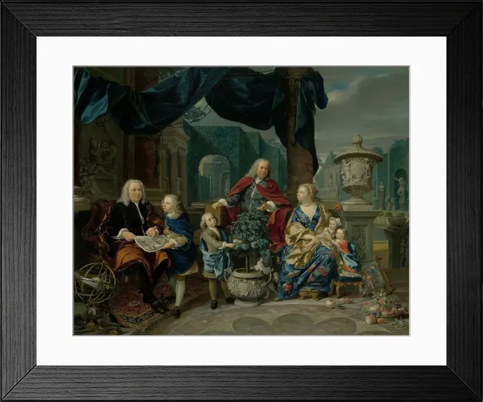 Framed Print : Portrait of David van Mollem with his Family, 1740. Creator: Nicolaas Verkolje Framed Print : Portrait of David van Mollem with his Family, 1740. Creator: Nicolaas Verkolje