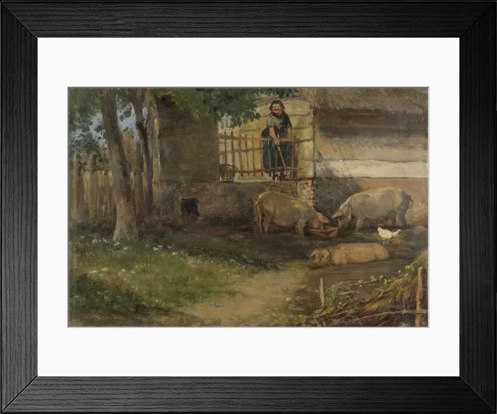 Framed Print : Pigs in a Barnyard, 1860-1891. Creator: Guillaume Anne van der Brugghen Framed Print : Pigs in a Barnyard, 1860-1891. Creator: Guillaume Anne van der Brugghen