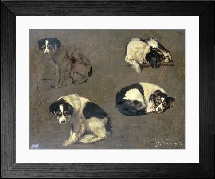 Framed Print : Four Studies of a Dog, 1868. Creator: Guillaume Anne van der Brugghen Framed Print : Four Studies of a Dog, 1868. Creator: Guillaume Anne van der Brugghen