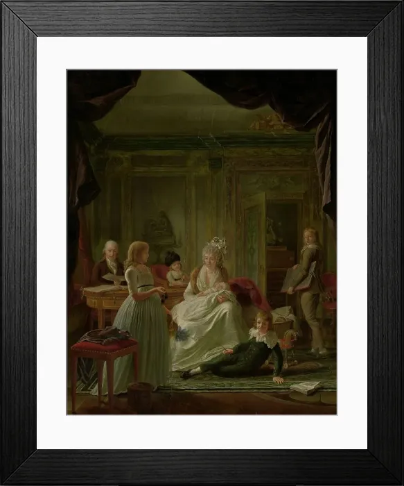 Framed Print : Portrait of Aernout van Beeftingh, his Wife Jacoba Maria Boon and their Children, 1797. Creator: Nicolaas Muys