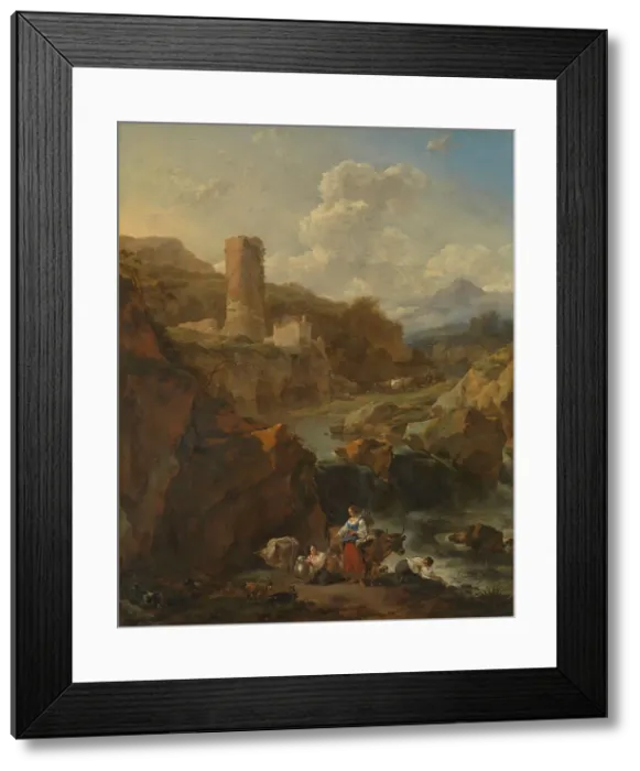 Framed Print : Italian Landscape, 1656. Creator: Nicolaes Berchem Framed Print : Italian Landscape, 1656. Creator: Nicolaes Berchem