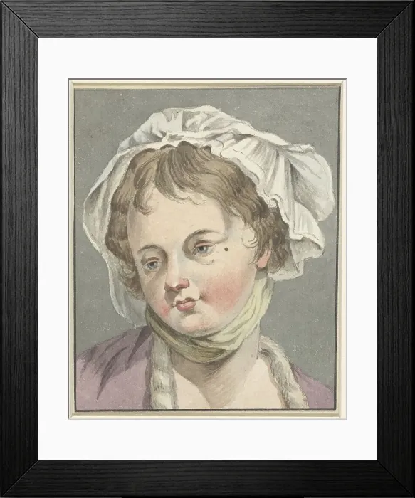 Framed Print : Head of a girl with hat, 1745-1850. Creator: Anon Framed Print : Head of a girl with hat, 1745-1850. Creator: Anon