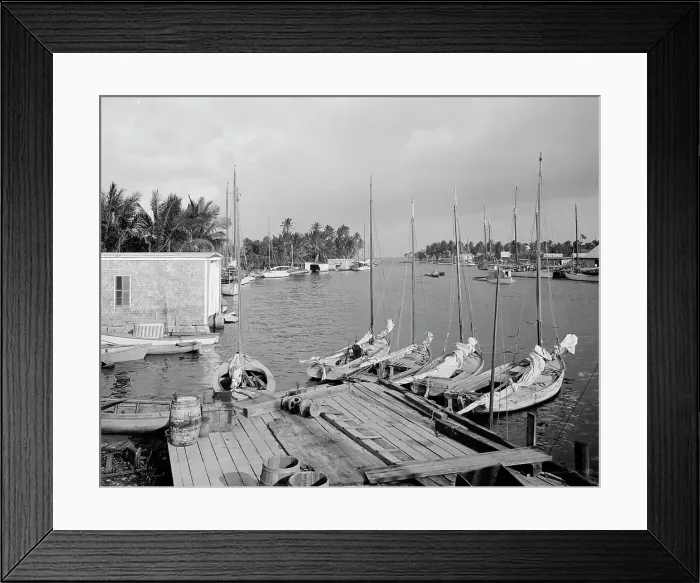 Framed Print : Mouth of the Miami River and Biscayne Bay, Miami, Fla. between 1900 and 1920. Creator: Unknown Framed Print : Mouth of the Miami River and Biscayne Bay, Miami, Fla. between 1900 and 1920. Creator: Unknown