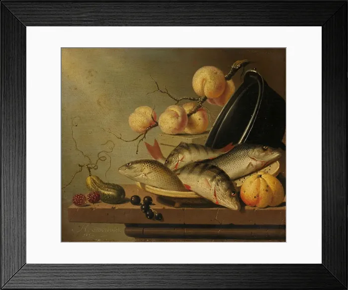 Framed Print : Still Life with Fish and Fruit, 1652. Creator: Harmen Steenwijck Framed Print : Still Life with Fish and Fruit, 1652. Creator: Harmen Steenwijck
