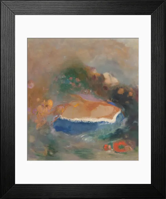 Framed Print : Ophélie, la cape bleue sur les eaux (Ophelia with a Blue Wimple in the Water), 1900-1905. Creator: Odilon Redon Framed Print : Ophélie, la cape bleue sur les eaux (Ophelia with a Blue Wimple in the Water), 1900-1905. Creator: Odilon Redon