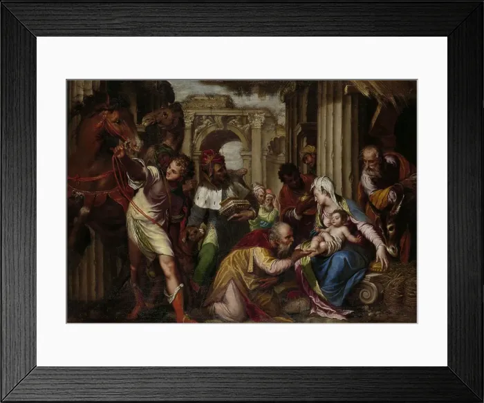 Framed Print : The Adoration of the Magi, c.1585. Creator: Paolo Farinati Framed Print : The Adoration of the Magi, c.1585. Creator: Paolo Farinati