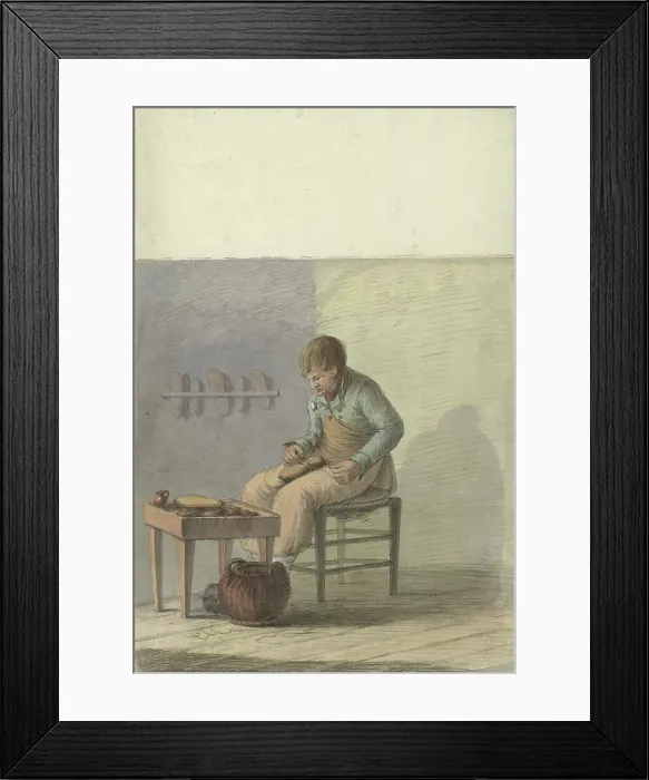 Framed Print : Shoemaker at work, 1700-1800. Creator: Anon Framed Print : Shoemaker at work, 1700-1800. Creator: Anon